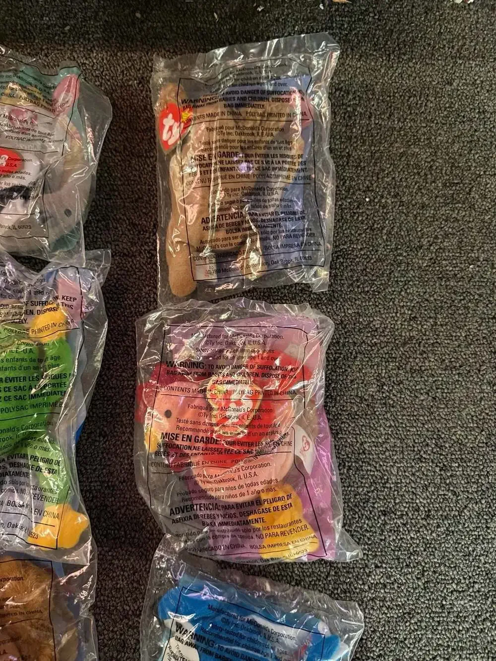 Set of 9 Vintage 1999 McDonald's Ty Teenie Beanie Babies Happy Meal Toys